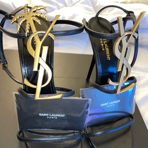 Saint Laurent Leather YSL Palm Tree Sandals